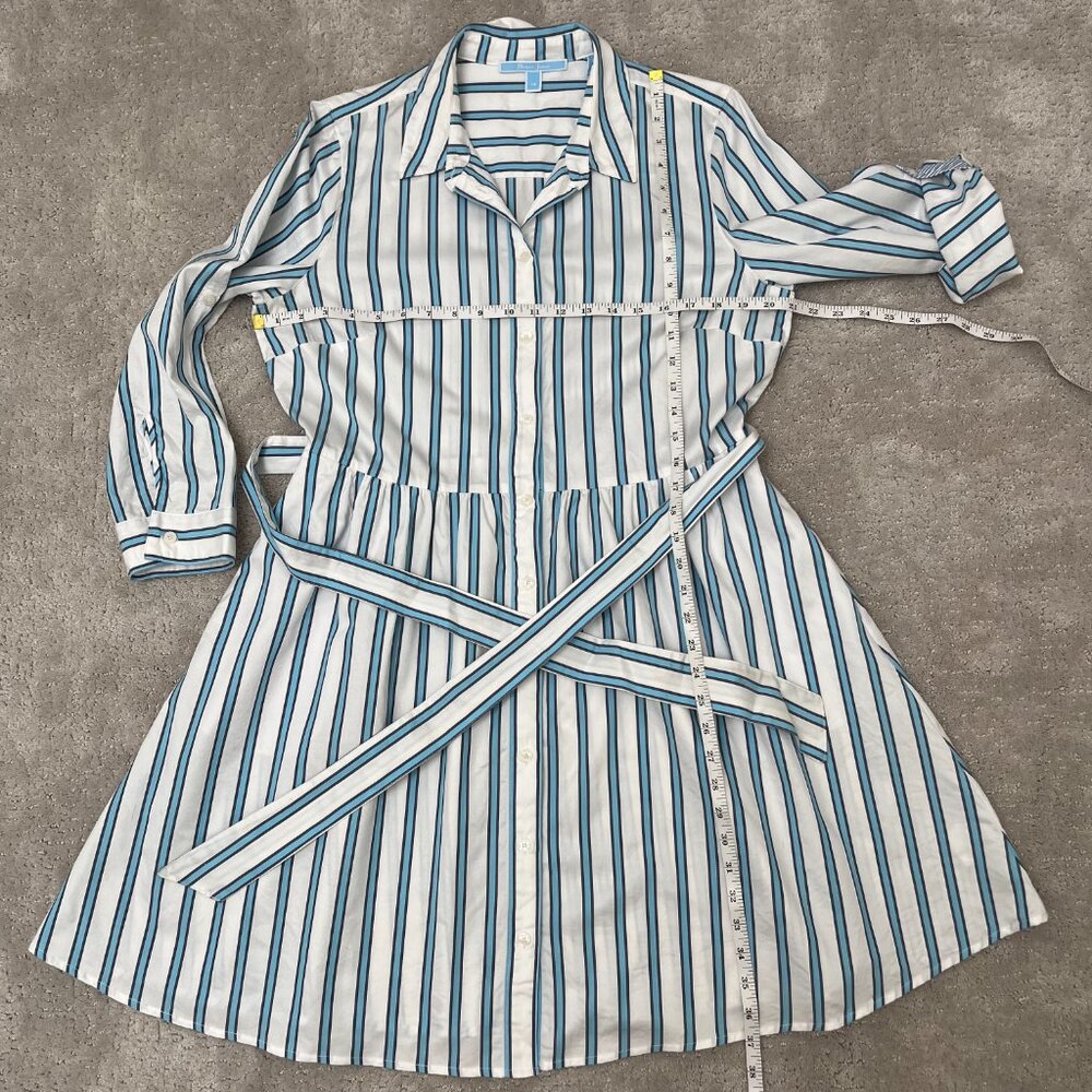 Draper James Blue and White Striped Midi Shirt Dress - Picture 16 of 16